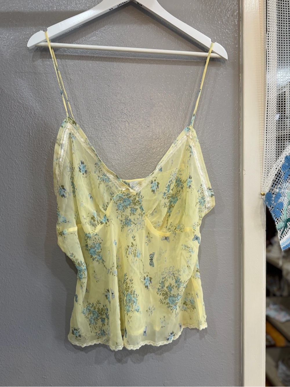 Secret Treasures Yellow Floral Spaghetti Strap Camisole